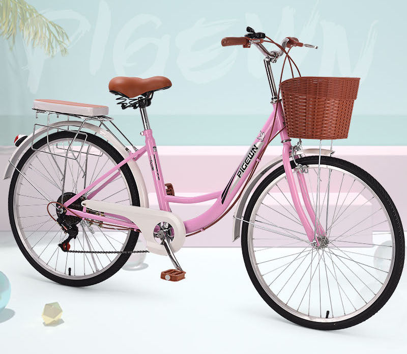 Womens bike with online basket pink